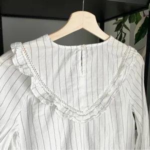 Madewell Ruffle Prairie Top in Pinstripe thumbnail 3
