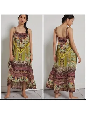 Anthropologie Lovett Tiered Maxi Botanical Dress Size Small Small thumbnail 2
