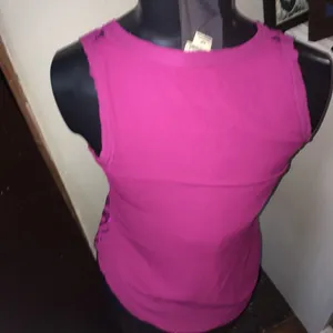 Ariat sequin zebra stripe magenta sleeveless blouse thumbnail 2
