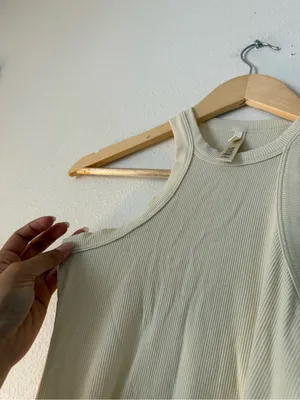 SKIMS Cream Ribbed Racerback Tank Top thumbnail 2