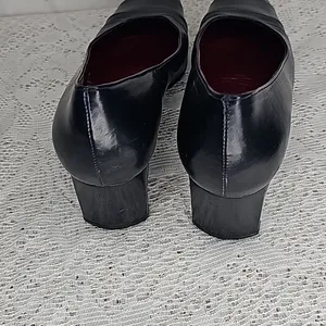 Charles Jourdan Paris VINTAGE blue leather slip on heels pumps sz 7.5 thumbnail 5