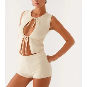 Peppermayo Knit Top & Shorts Set Sequins Ownley Size XS Cream Silver thumbnail 7