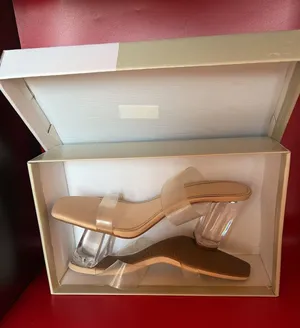 BP. Clear Strap Square Toe Chunky Block Heel Sandals Tan Size 11 thumbnail 1