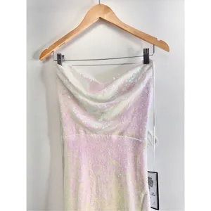 B Darlin Sequined Cowlneck Lace-Up-Back Gown Size 12 Iridescent $129‎ thumbnail 5