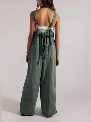 NWT Free People We The Free Freebird Jumpsuit - Four Leaf Clover Green - XS thumbnail 5