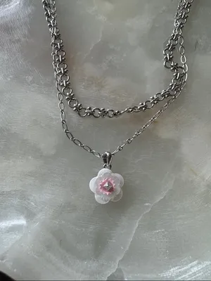 Kendra Scott Deliah Layered Necklace with Pink Flower Charm thumbnail 3