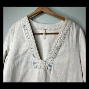 Free People Denim Long Sleeve Light‎ Wash Top S/P thumbnail 8