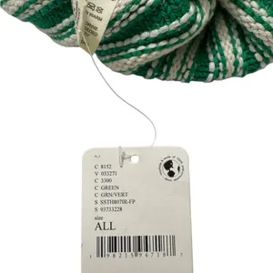 Free People Green and White Striped Beanie thumbnail 3