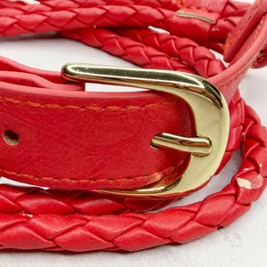 H&M Womens Red Braided Faux Leather Belt Extra Small (XS) ✨ thumbnail 5