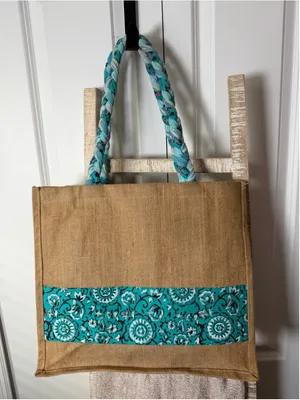 Freeset Brown Teal Jute Tote Bag One Size
EUC thumbnail 1