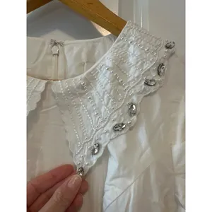 Anthropologie BHLDN Pearl Crystal Collar Puff Sleeve Ivory Mini Dress M‎ thumbnail 5