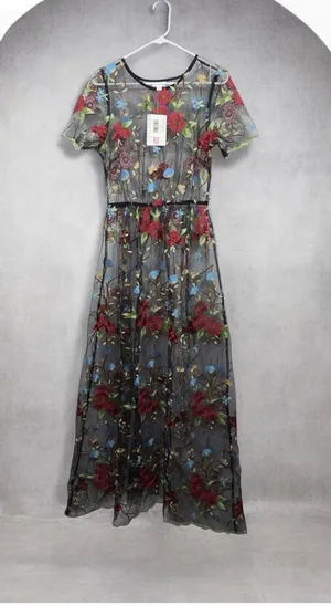 LuLaRoe Deanne II Floral Embroidered Maxi Dress M NWT thumbnail 1
