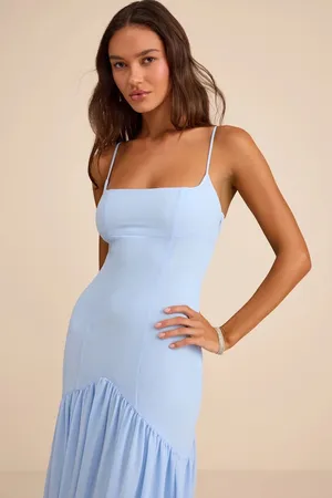 Lulus Auria Light Blue Chiffon Drop Waist Maxi Dress thumbnail 3