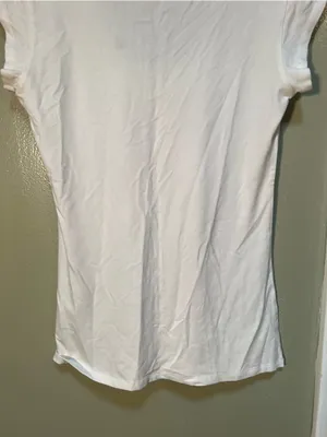 Ella Yoga Women's Size Small Scoop Neck Cap Sleeve T-Shirt White Stretch Viscose thumbnail 8