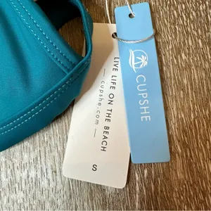 NWT Cupshe Teal Triangle Bikini Top Bathing Suit Small‎ thumbnail 5