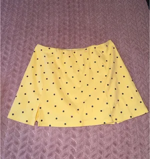 Cider Yellow Polka-Dot Low-Rise Side Slit Mini Skirt thumbnail 2