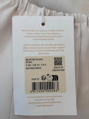 Sézane Strapless Blouse Elian /Tube Top Ecru size 38 US6 New with tags thumbnail 4
