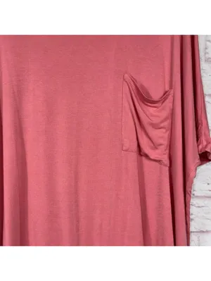 Zenana Women's Small Oversized Pink Pocket Tee thumbnail 2