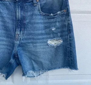 Old Navy Womens Shorts Blue Distressed Denim High Rise Slouchy Cut Off Size 12 thumbnail 10