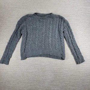 American Eagle Cable Knit Sweater Womens Small Gray Soft Cropped Crewneck Cozy thumbnail 2