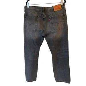 Levi's Premium Straight Leg Jeans Charcoal Wash Denim Black Women's Size 32x30 thumbnail 2
