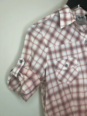 Harley Davidson Corset Back Plaid Shirt‎ Small Pink Spellout Logo Fitted thumbnail 6