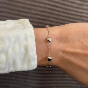 Silver heart bracelet with adjustable thumbnail 2
