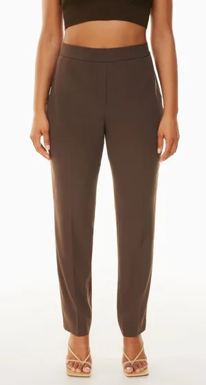 Aritzia Babaton Conan Pant Coffee Bean Brown Slim Straight Trousers Size 4 thumbnail 1