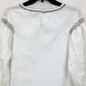 Madewell Embroidered Poplin Balloon Sleeve Top Blouse Cotton White Medium NWT thumbnail 14