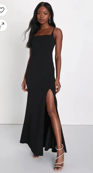 Lulus Long Black Dress with slit thumbnail 1