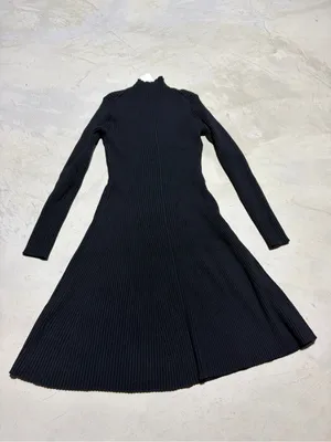 J. Crew NWT Black Ribbed Long Sleeve Dress MSRP$128 XS thumbnail 6