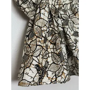 Handmade Puff Sleeve Botantical Print Neutral Babydoll Sqaure Neck / Back Top thumbnail 6