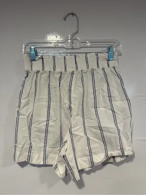 White & Navy Stripe Aerie‎ Boxer Casual Elastic-Waist Shorts thumbnail 4
