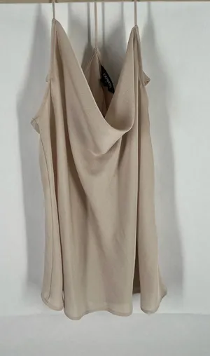 Express Light Nude‎ Chiffon Crepe Cowl Neck Spaghetti Strap Top M thumbnail 1