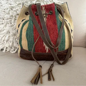 MYRA Bag Radiant Red Bucket Bag Western Cowgirl Boho Purse Large thumbnail 3