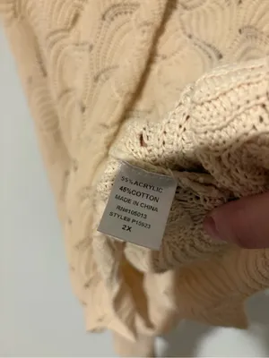 Andree by Unit Oversized Retro Dolman Scalloped Hem Sweater Beige 2X thumbnail 4