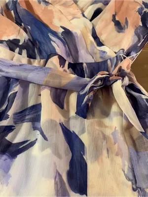 DKNY Lavender & Peach Floral Wrap Midi Dress thumbnail 3