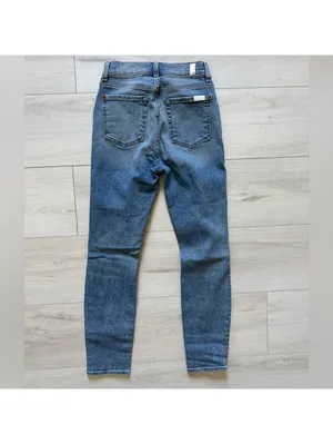Anthropologie 7 For All Mankind Cotton High Waist Light Wash Ankle Skinny- 24 thumbnail 8