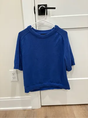 Quince 100% Cotton Sweater Tee in Sapphire Blue Size Medium thumbnail 2