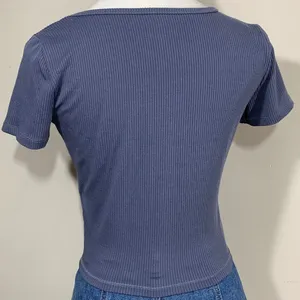 Hollister Ribbed Scoop‎ Neck Top Womens Small Blue Short Sleeve Must-Have Tee thumbnail 4