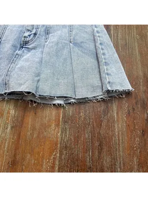 GB Light Blue Denim Mini Skort Pleated Size Small NWT thumbnail 5