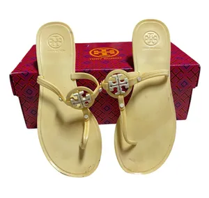 Tory Burch Cream white Mini Logo jelly Miller Sandals Resortwear vacation Costal thumbnail 1