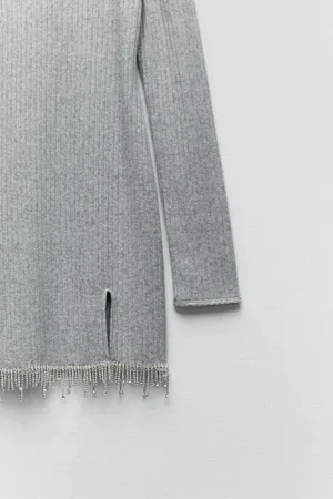 dress mini jewel rhinestone party ribbed sweater turtleneck thumbnail 8