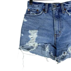 Abercrombie & Fitch Annie High Rise Distressed Denim Shorts Medium Wash Size 24 thumbnail 3