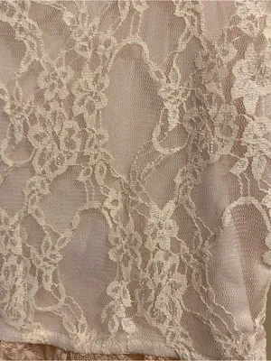 Womens Off The Shoulder Lace Top S 34” Ivory Lace Up Front Long Sleeve Boho thumbnail 3