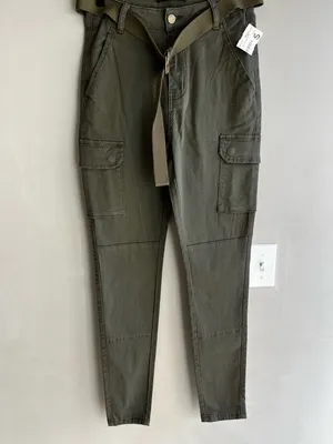 American Bazi Women’s Olive Cargo Pants with Belt thumbnail 6