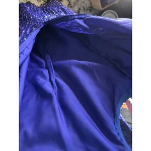 Vintage Blue Sequin‎ Cocktail dress V-Neck Keyhole Back Fringe Hem Sleeveless thumbnail 7