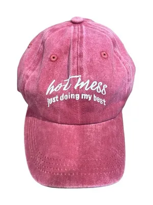 Boutique Women’s Berry Color Washed Hot Mess Hat thumbnail 1