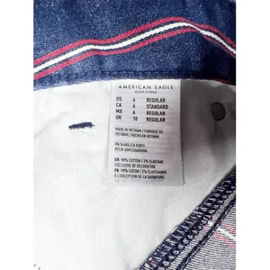 American Eagle Blue and Red Striped High Rise Mini Denim Jean‎ Skirt Size 6 thumbnail 8