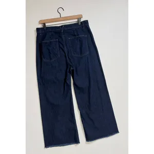VERONICA BEARD Grant Wide Leg Jean Indigo Blue High Rise Button-Fly Raw Hem 31‎ thumbnail 7
